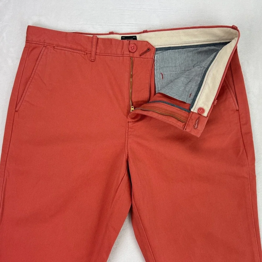 J.Crew NWT Mens 34 x 34 Broken In Chino Pants Coral Orange Tapered‎ Preppy